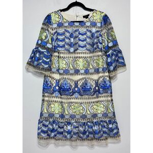 Mediterranean Revival Embroidered Dress Size 8 Folk‎ Artisanal Dopamine Dressing